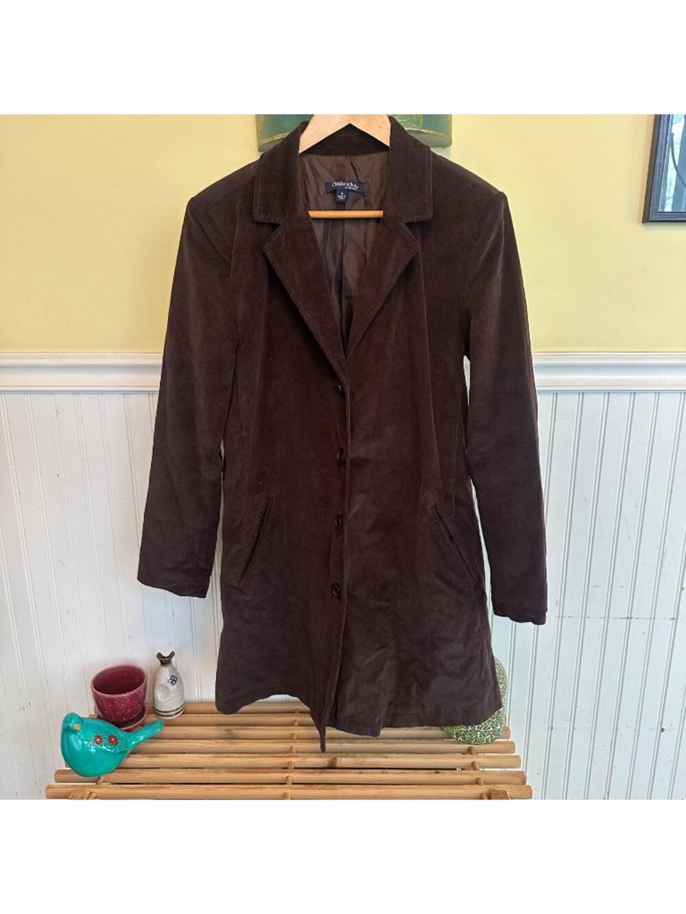 Chadwicks Of Boston Womens Brown Corduroy Blazer Coat Size 8